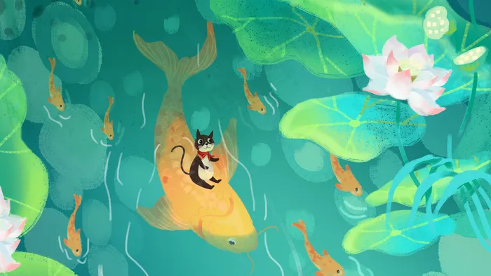 立夏扁平莲池锦鲤(2880*1620px 300 dpi )