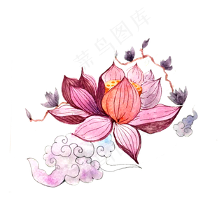 荷花禅意纯洁祥云清新