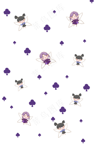 小精灵仙子紫色梅花可爱手账,免抠元素