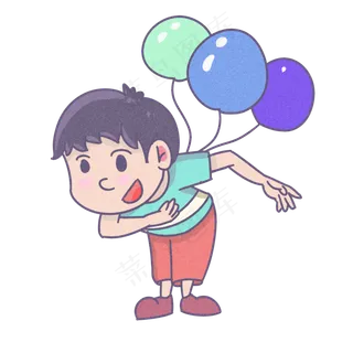 儿童节拿着气球的孩子手绘