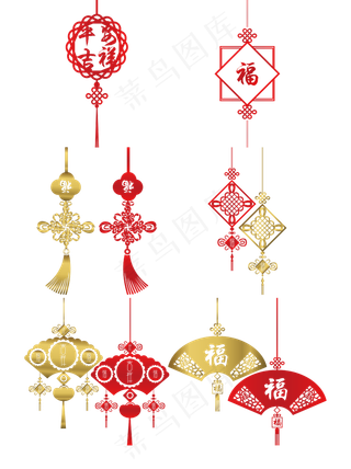 中国结红金色套图1,免抠元素