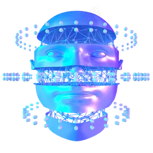 科技智能头像魔幻数据蓝色线框正,免抠元素