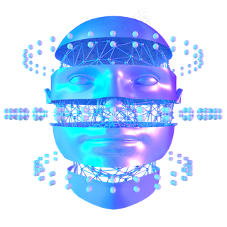 科技智能头像魔幻数据蓝色线框正,免抠元素