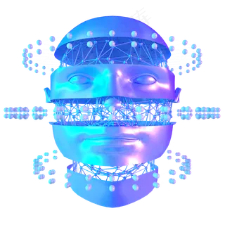 科技智能头像魔幻数据蓝色线框正,免抠元素