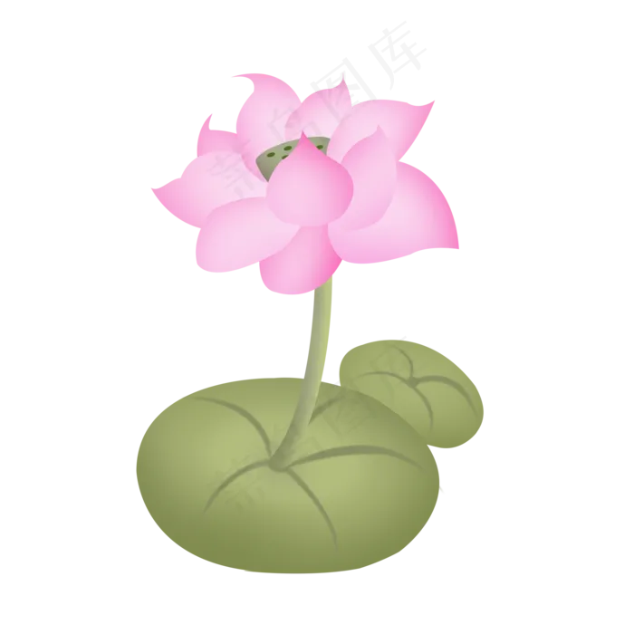 素雅荷花淡雅手绘莲花花卉植物插(2000X2000(DPI:150))psd模版下载