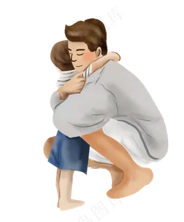 父亲节手绘拥抱父子