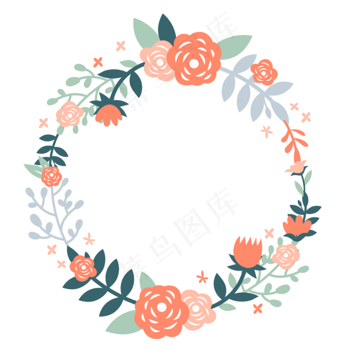 夏季夏天红色花环装饰免扣素材