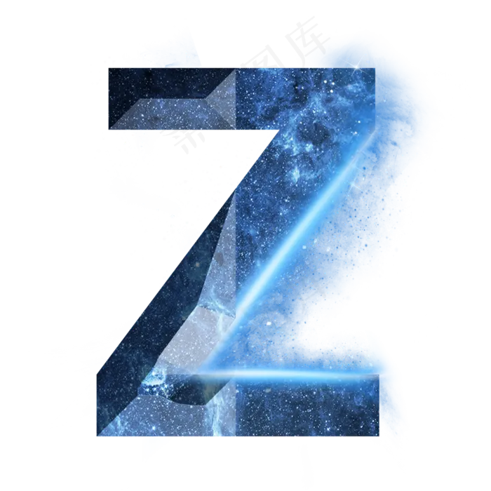 炫酷蓝色星空星辰字母Z(3000X3000(DPI:300))psd模版下载