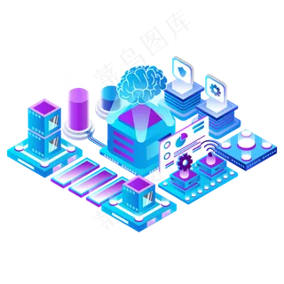 商用2.5D矢量人工智能大脑元素,免抠元素