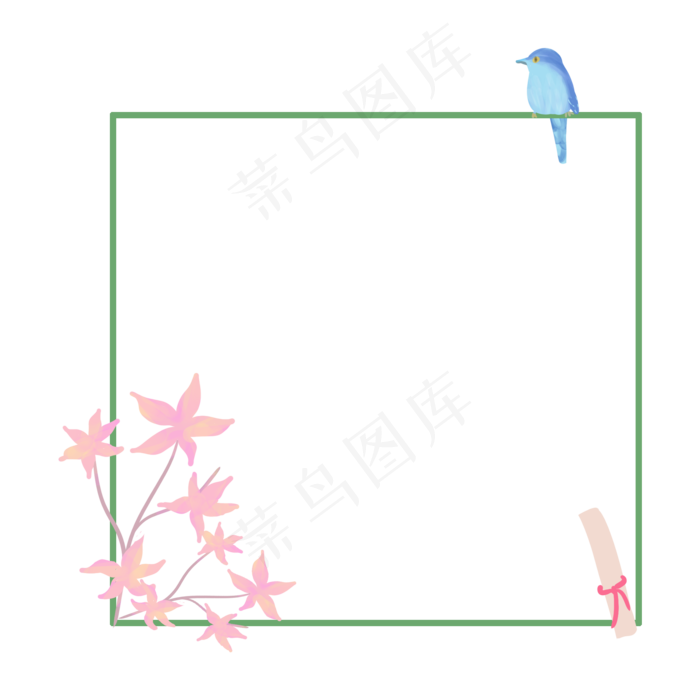 清新花鸟边框,免抠元素