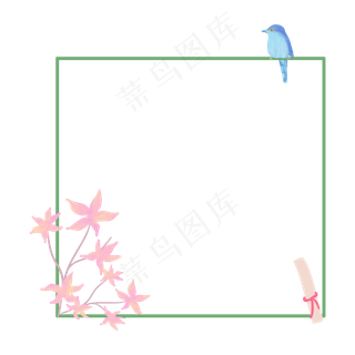 清新花鸟边框,免抠元素