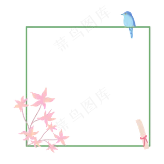 清新花鸟边框,免抠元素