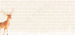 春天文艺纹理质感小鹿白banner