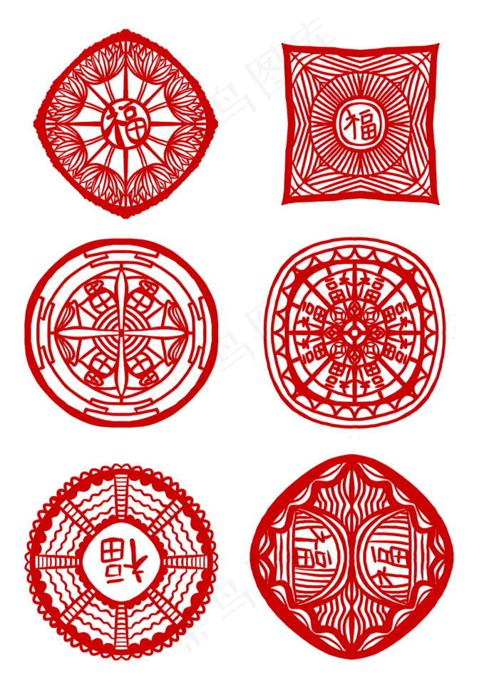 福字窗花剪纸传统艺术设计元素(1369X1920(DPI:300))psd模版下载