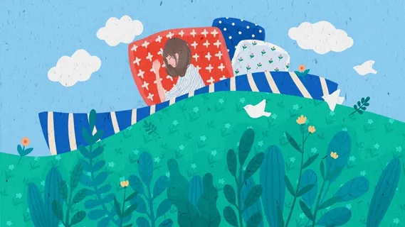 春天女孩和植物困觉 春天女孩和植物困觉