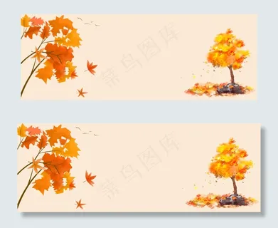 秋季文艺枫树叶黄色banner
