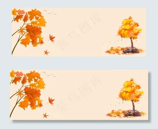 秋季文艺枫树叶黄色banner