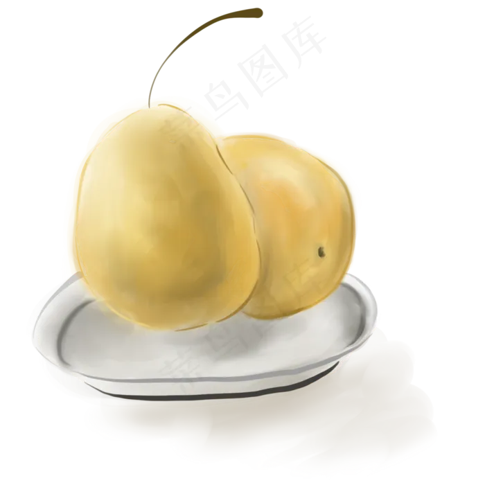 水墨淡彩梨子(2000X2000(DPI:300))psd模版下载