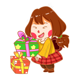 儿童节抱着礼物的女孩