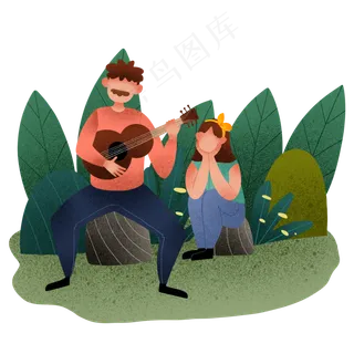 扁平肌理风父亲节弹吉他父亲