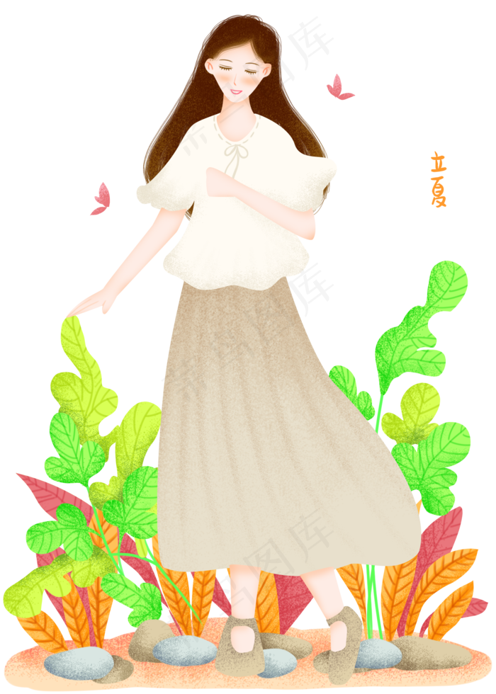 立夏长裙女孩插画