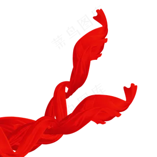 红色丝带免扣元素,免抠元素