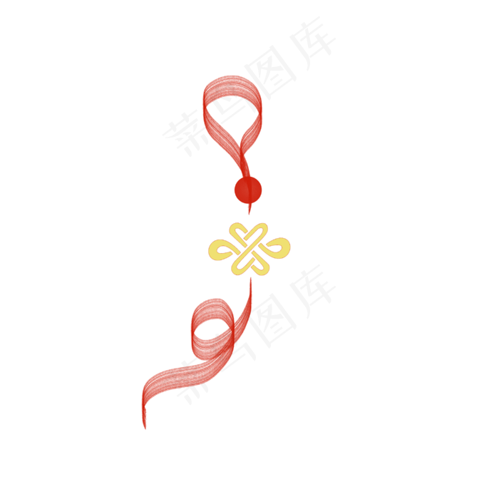 金色中国结插画手绘,免抠元素