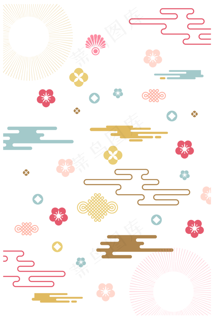 小清新鼠年新年底纹,免抠元素