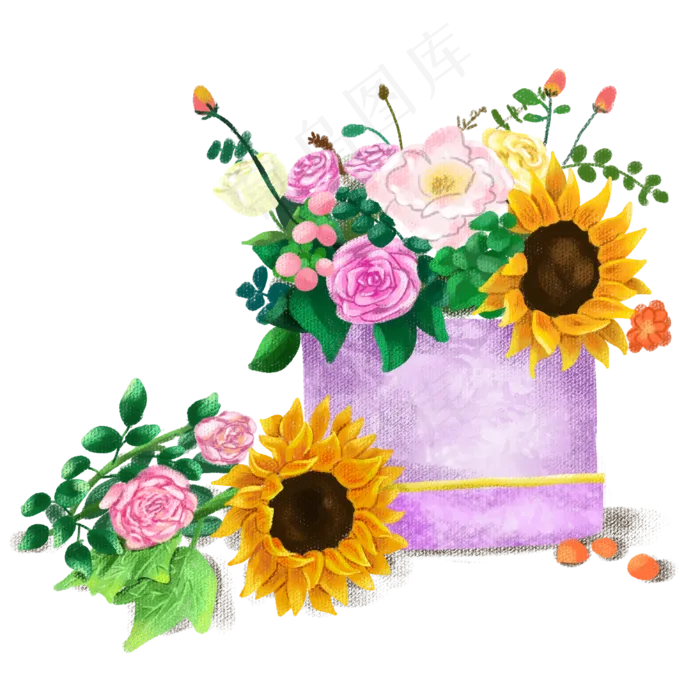 三八妇女节送给女性的鲜花,免抠元素(2000*2000px)psd模版下载