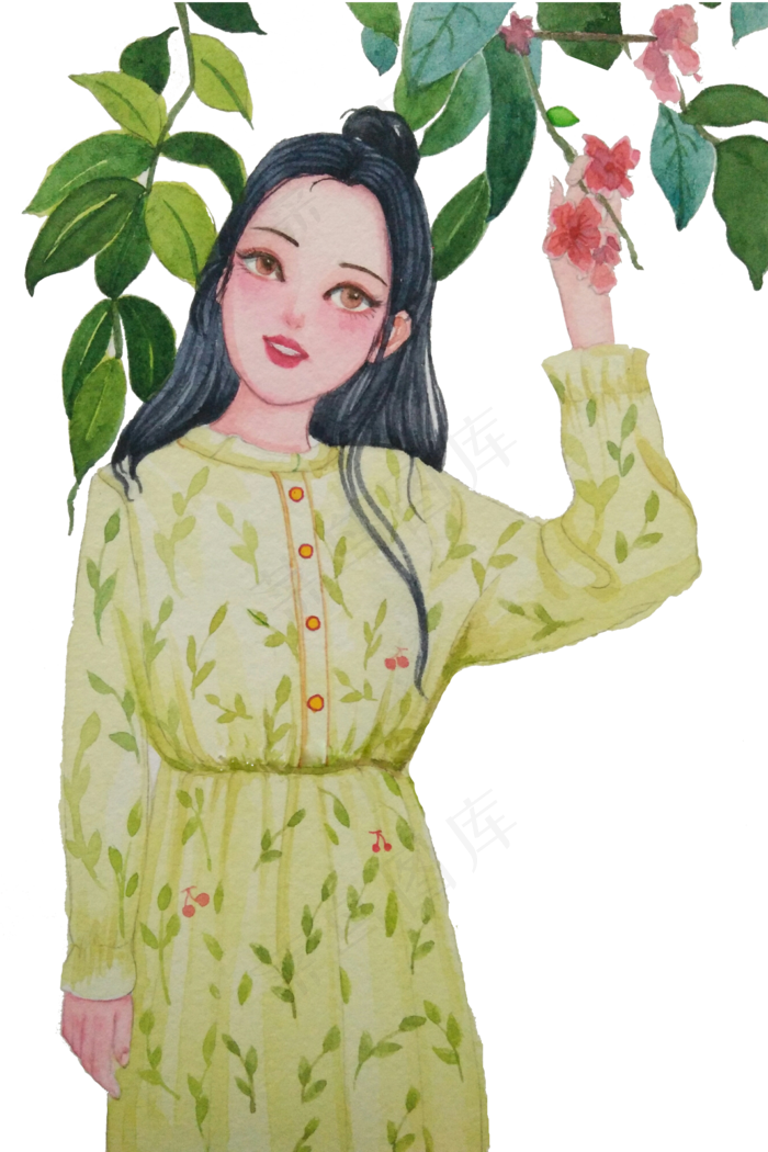 处暑夏日树叶文艺少女风