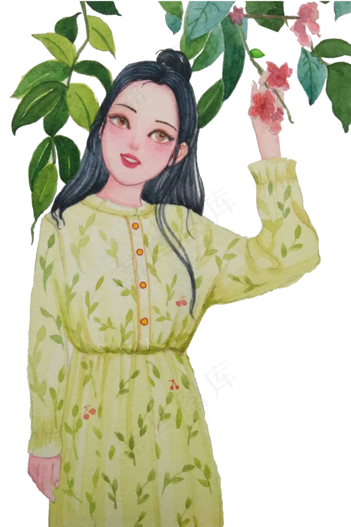 处暑夏日树叶文艺少女风(2000X3000(DPI:300))psd模版下载