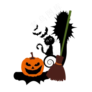 创意万圣节蜘蛛南瓜蝙蝠扫把字母