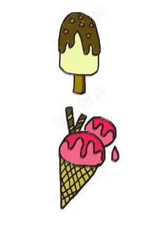 手绘卡通夏日冰淇淋PNG素材