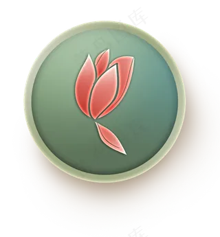 立体荷花绿色图标