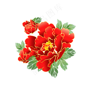 手绘牡丹花牡丹元素原创牡丹花,免抠元素