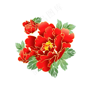 手绘牡丹花牡丹元素原创牡丹花,免抠元素