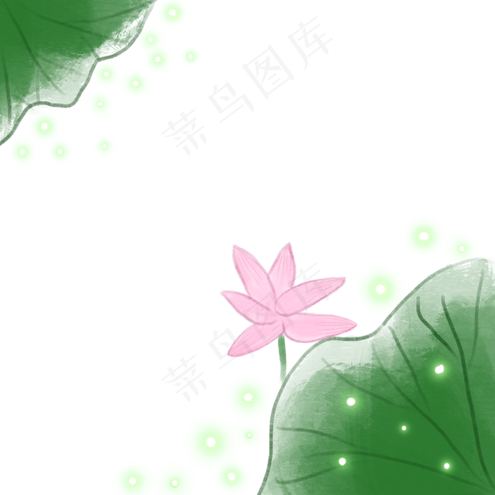 荷花边框装饰荷花萤火虫