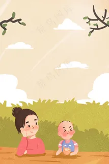 春天来临妈妈关照宝宝吃饭