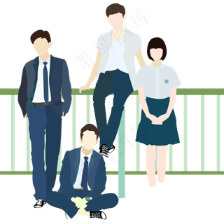 拍毕业照的学生免扣矢量图