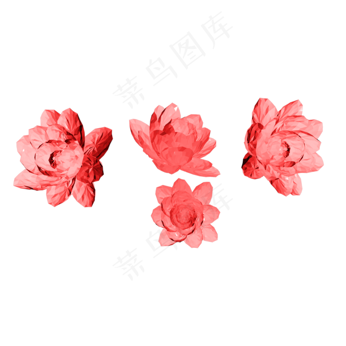 夏日清新荷花低面风格元素