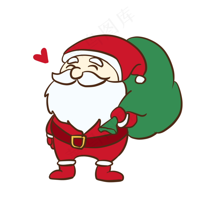 圣诞老人背礼物插画,免抠元素