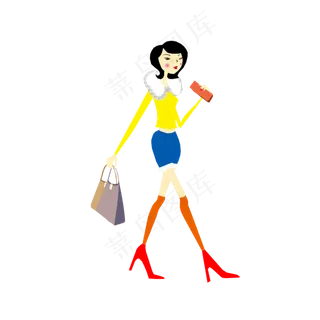 手绘卡通狂欢购物