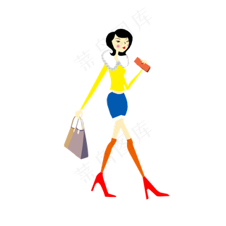 手绘卡通狂欢购物