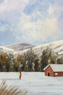 立冬节气主题杉树房屋风景