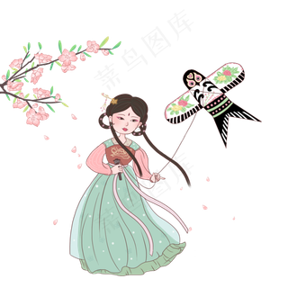 谷雨放风筝的女孩