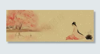 美人熏香落雪古风图