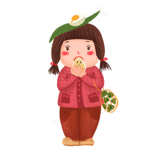 端午节小女孩吃粽子