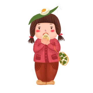 端午节小女孩吃粽子