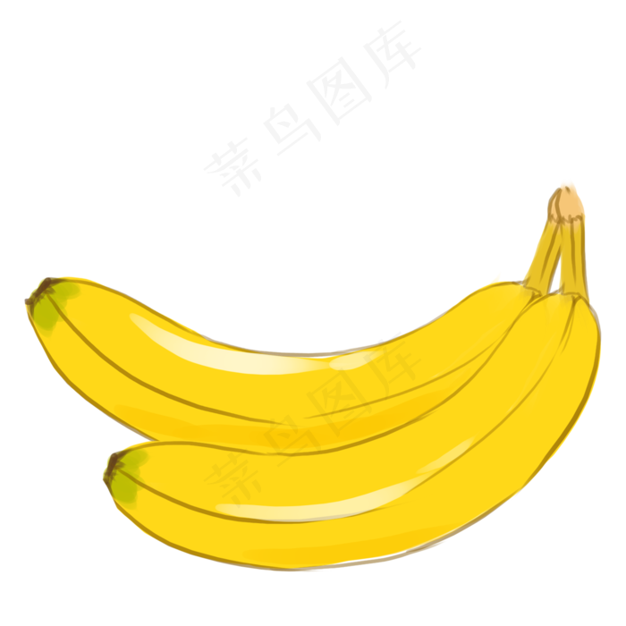 手绘两只黄色的水果香蕉