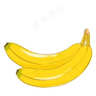手绘两只黄色的水果香蕉